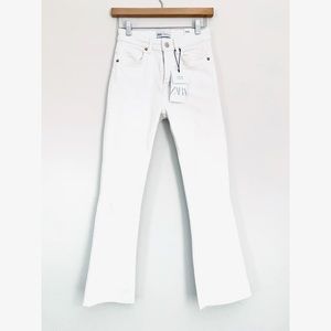 Zara white cropped flare jeans